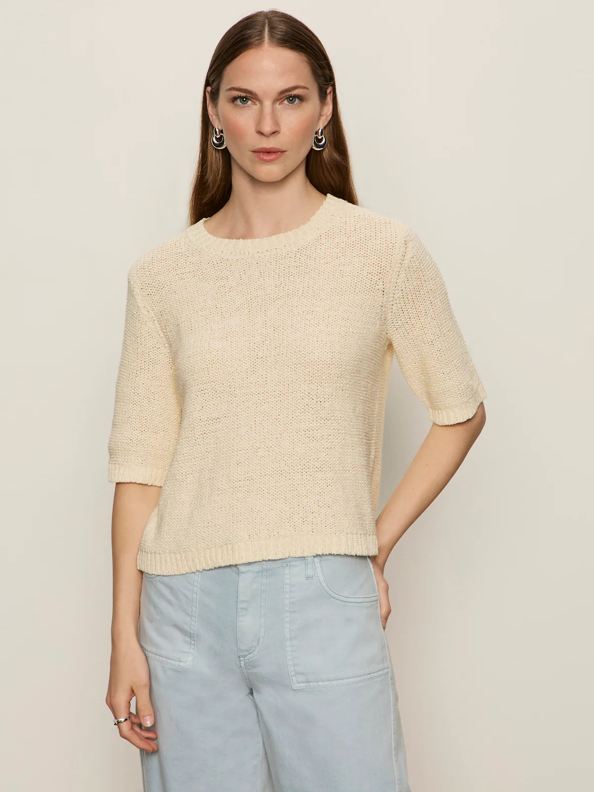 Tape Yarn Tee Macrame in Cream