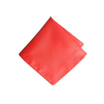 Satin Solid Pre-Tied Pocket Square in Coral