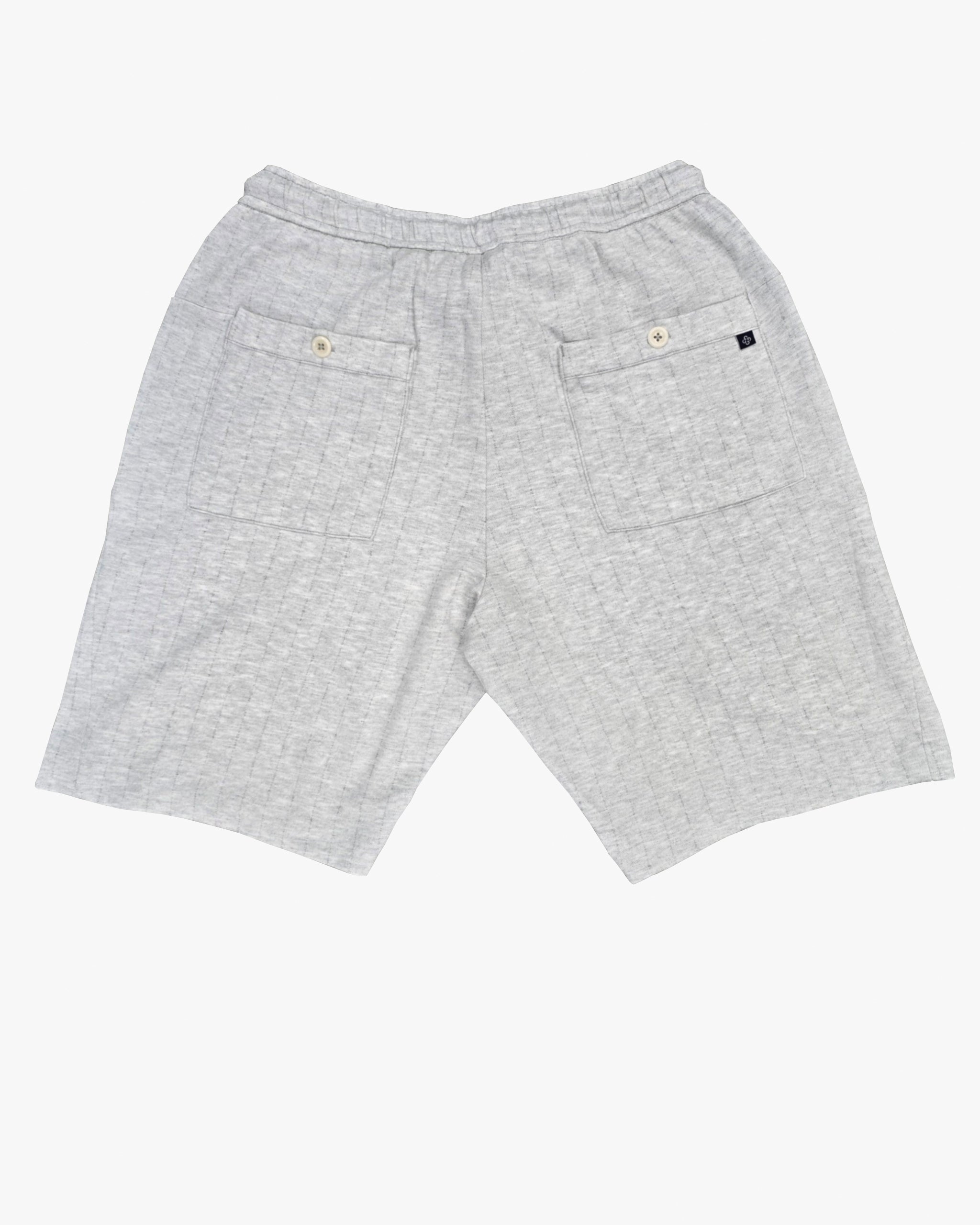 Premium Drawstring Short in Silver Pinstripe Luxe Jersey