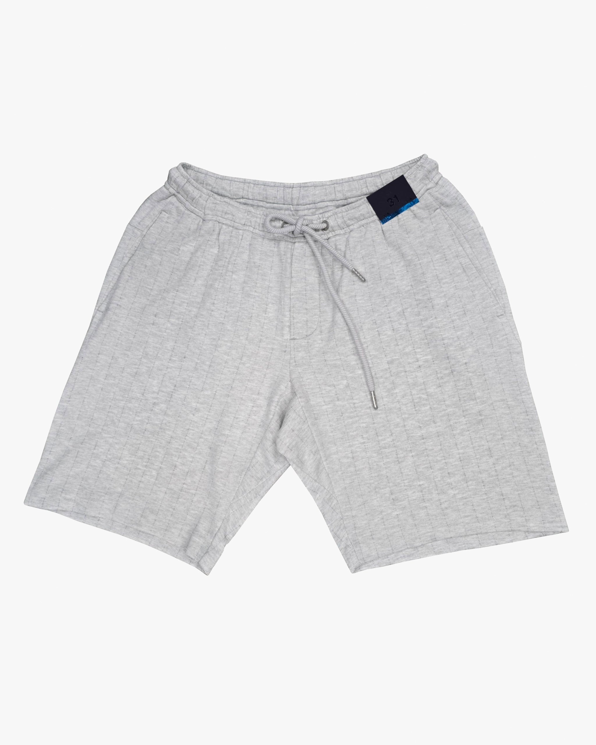 Premium Drawstring Short in Silver Pinstripe Luxe Jersey