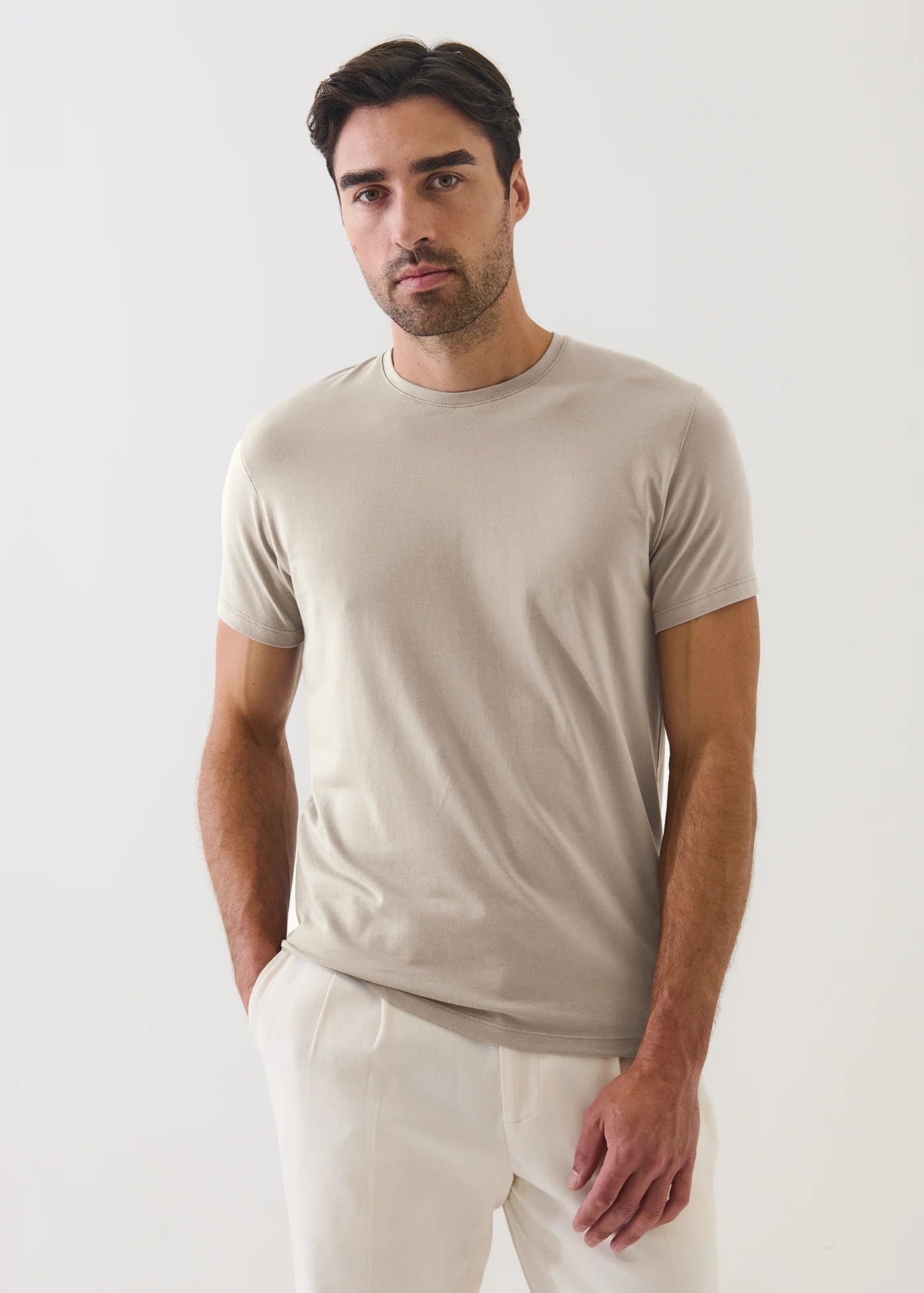 Iconic Pima Cotton Stretch T-Shirt in Seasonal Fog