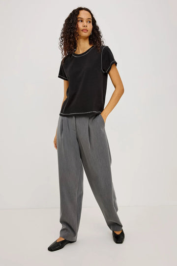 Boyfriend Tee with Contrast Stitching in Black