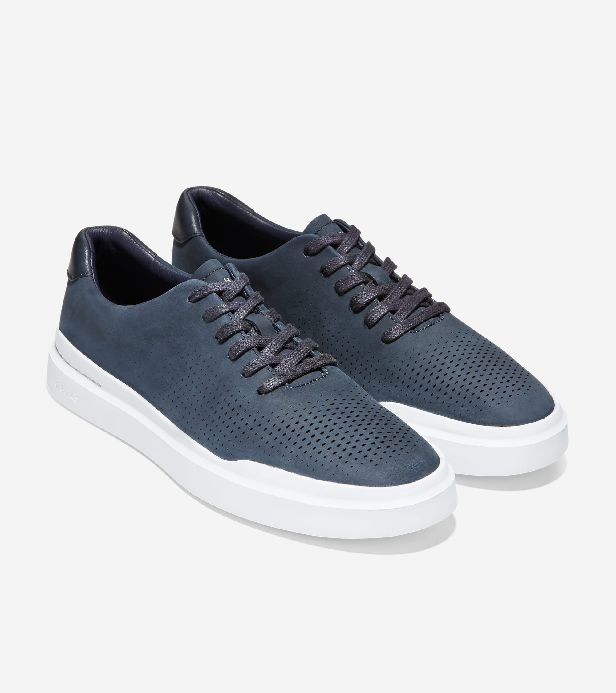 GrandPrø Rally Laser Cut Sneakers in Navy Nubuck