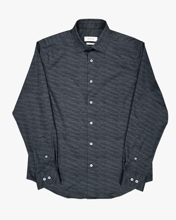 OoohCotton Sport Shirt in Black Herringbone