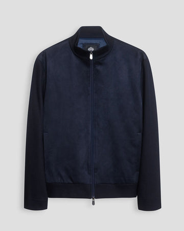 Suede Look Outerwear Jacket in Navy