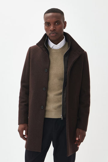 Harvey Wool Overcoat in Espresso