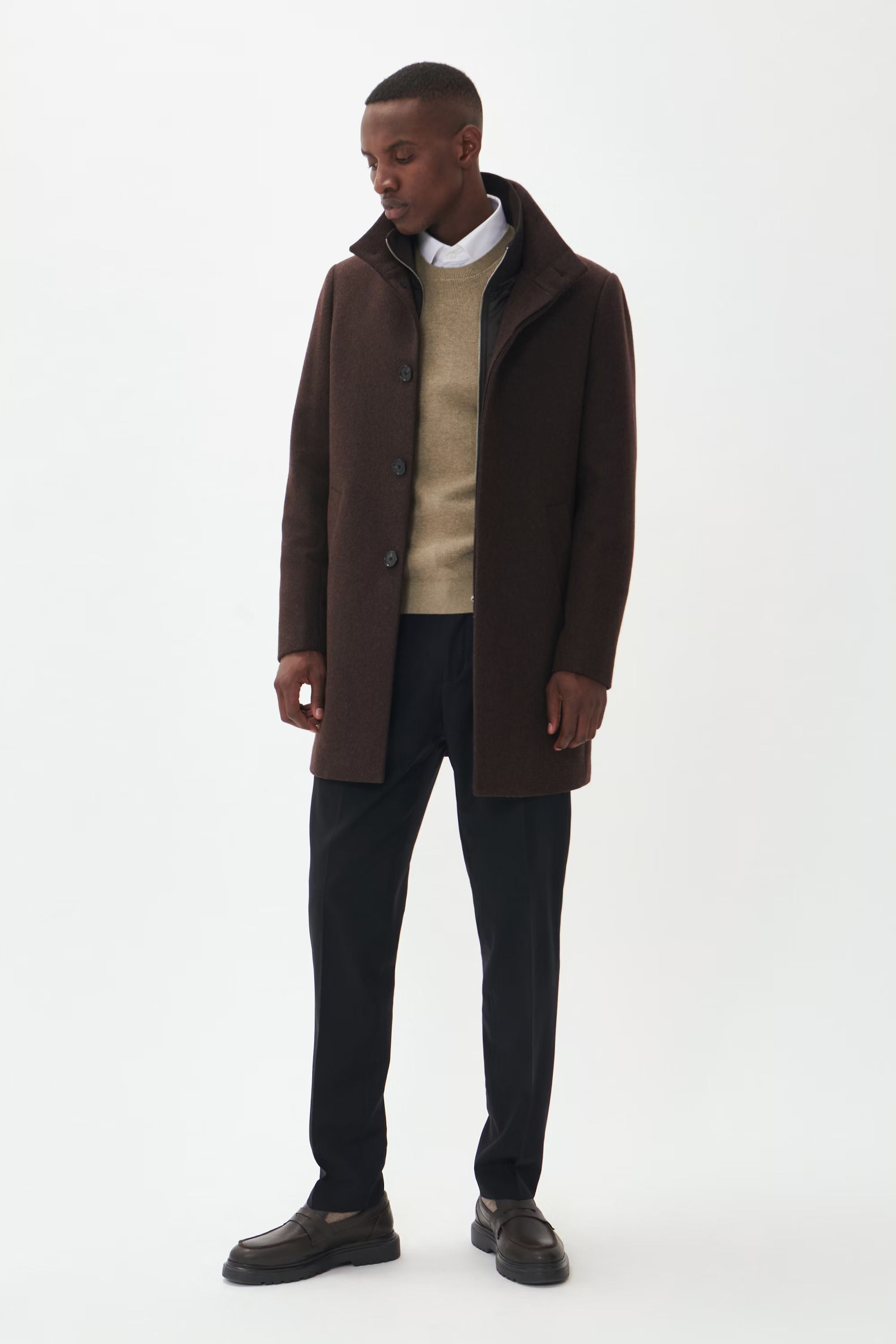 Harvey Wool Overcoat in Espresso