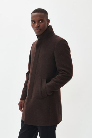 Harvey Wool Overcoat in Espresso