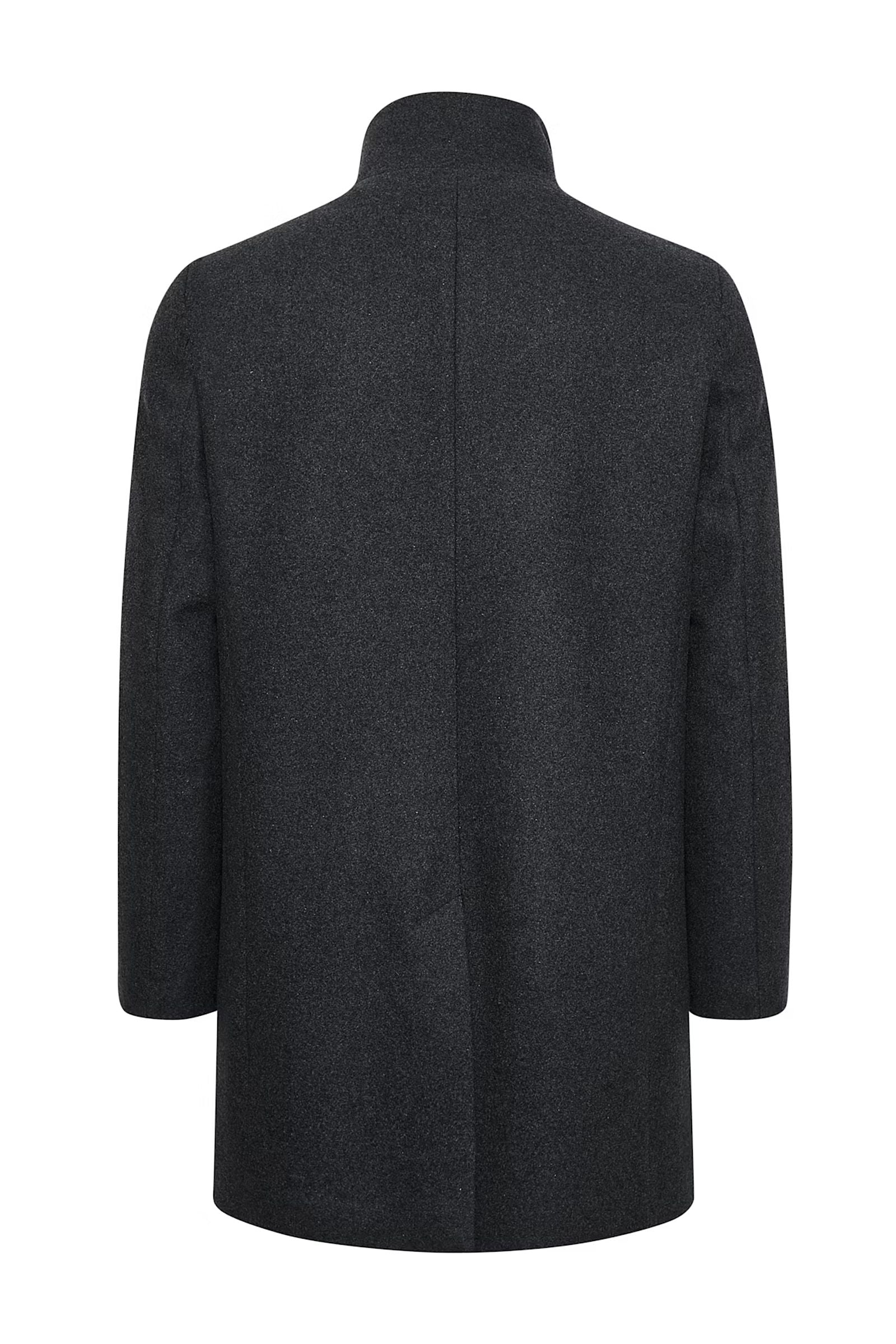 Harvey Wool Overcoat in Medium Grey Melange