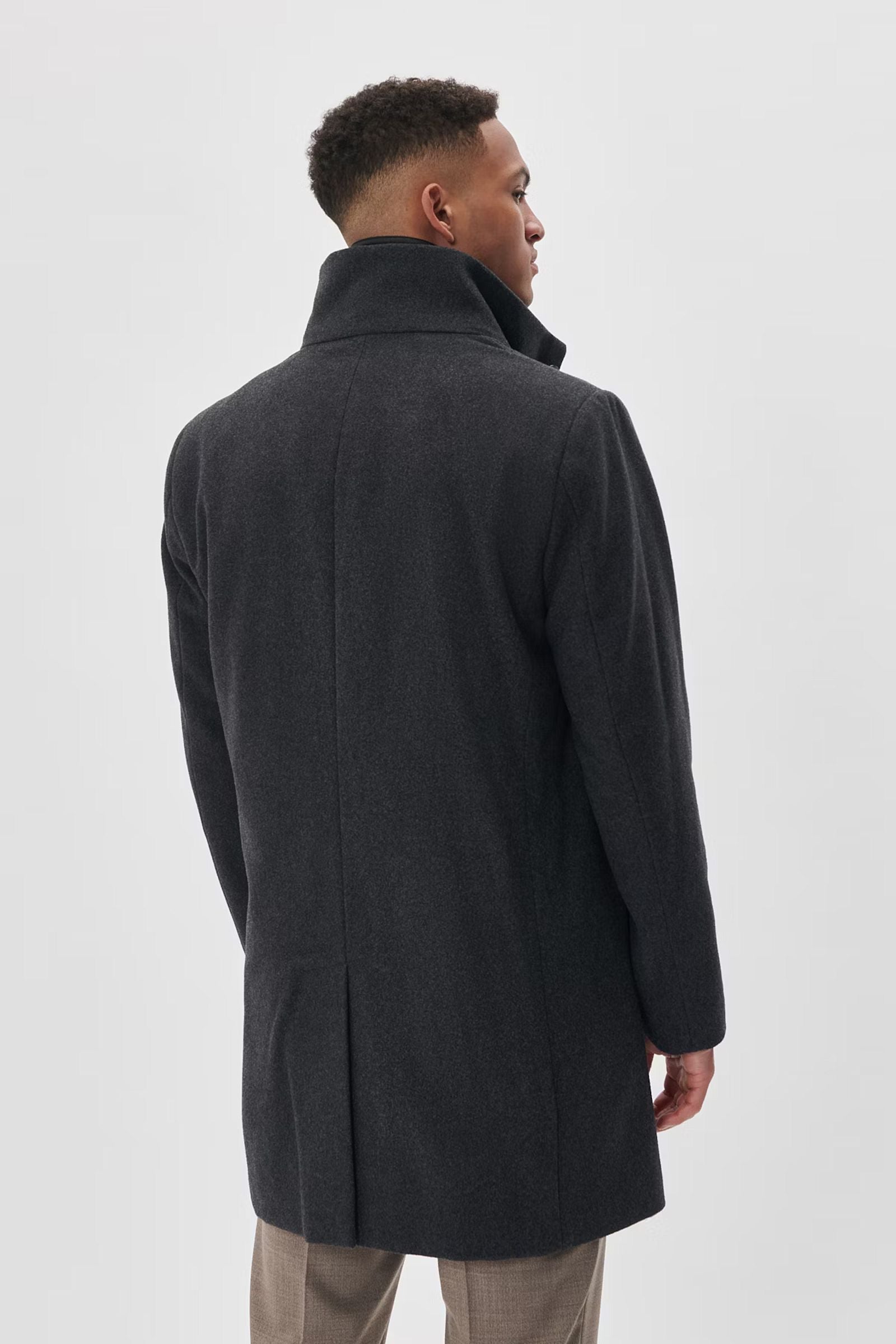 Harvey Wool Overcoat in Medium Grey Melange