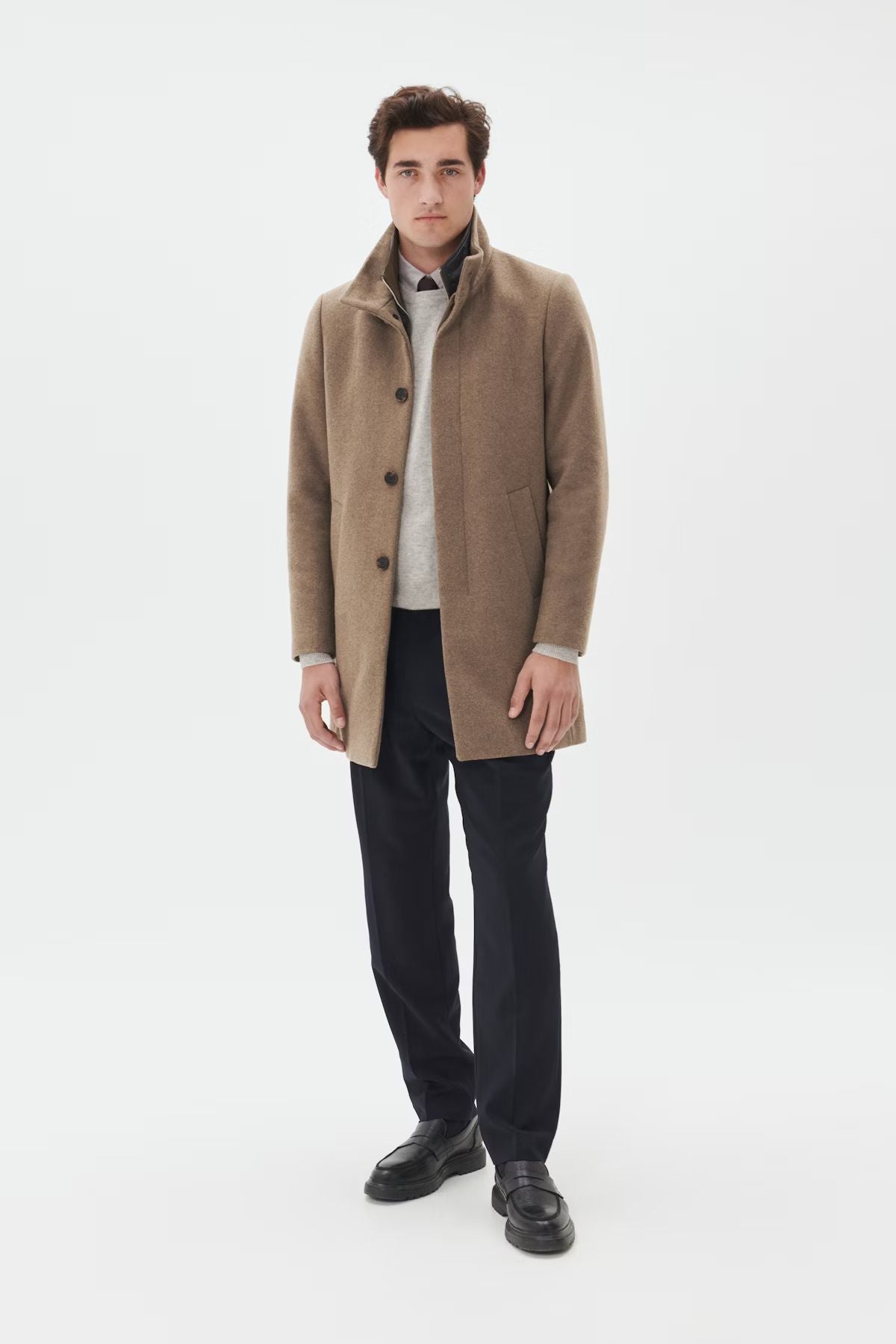 Harvey Wool Overcoat in Walnut