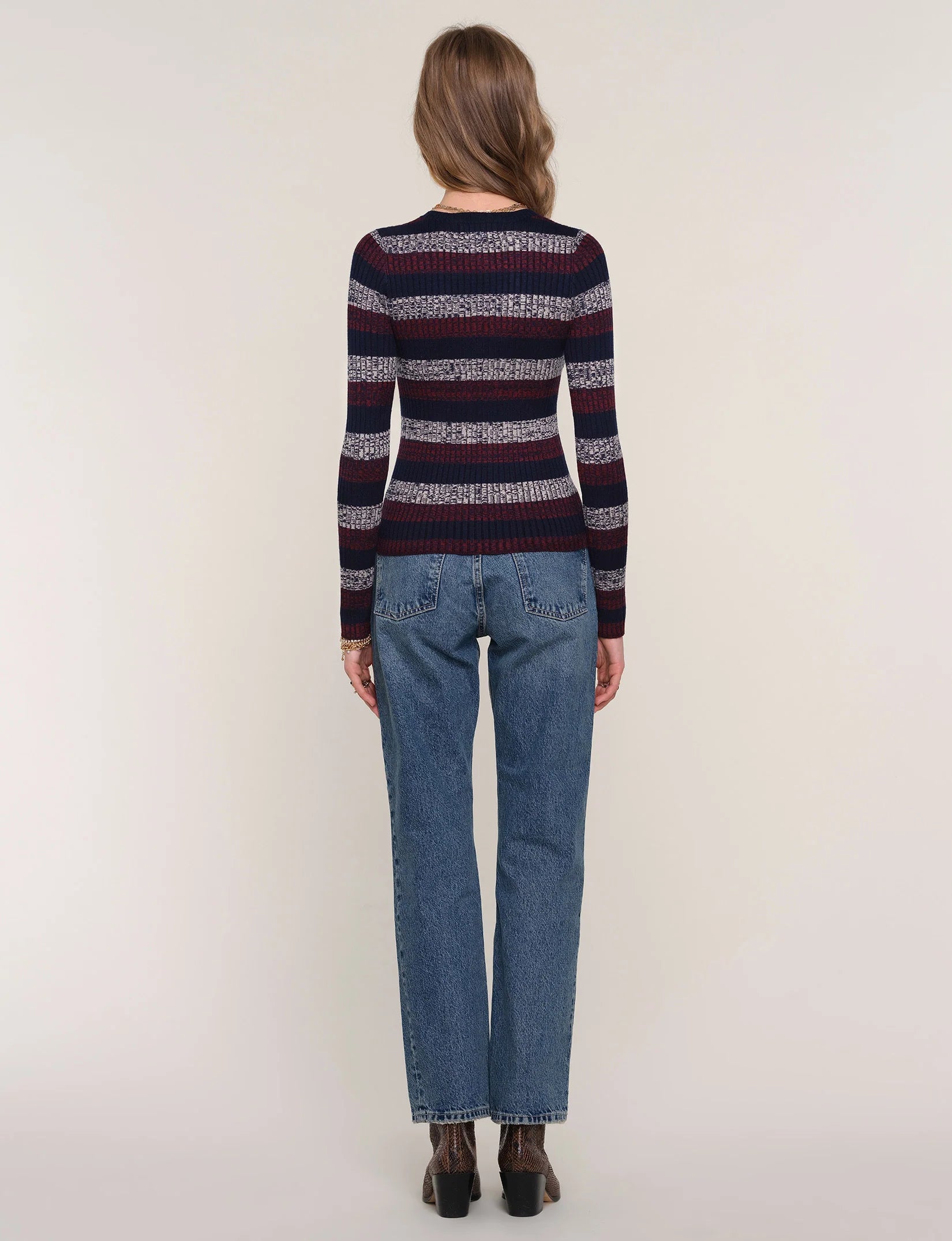 Clarice Sweater in Indigo Stripe