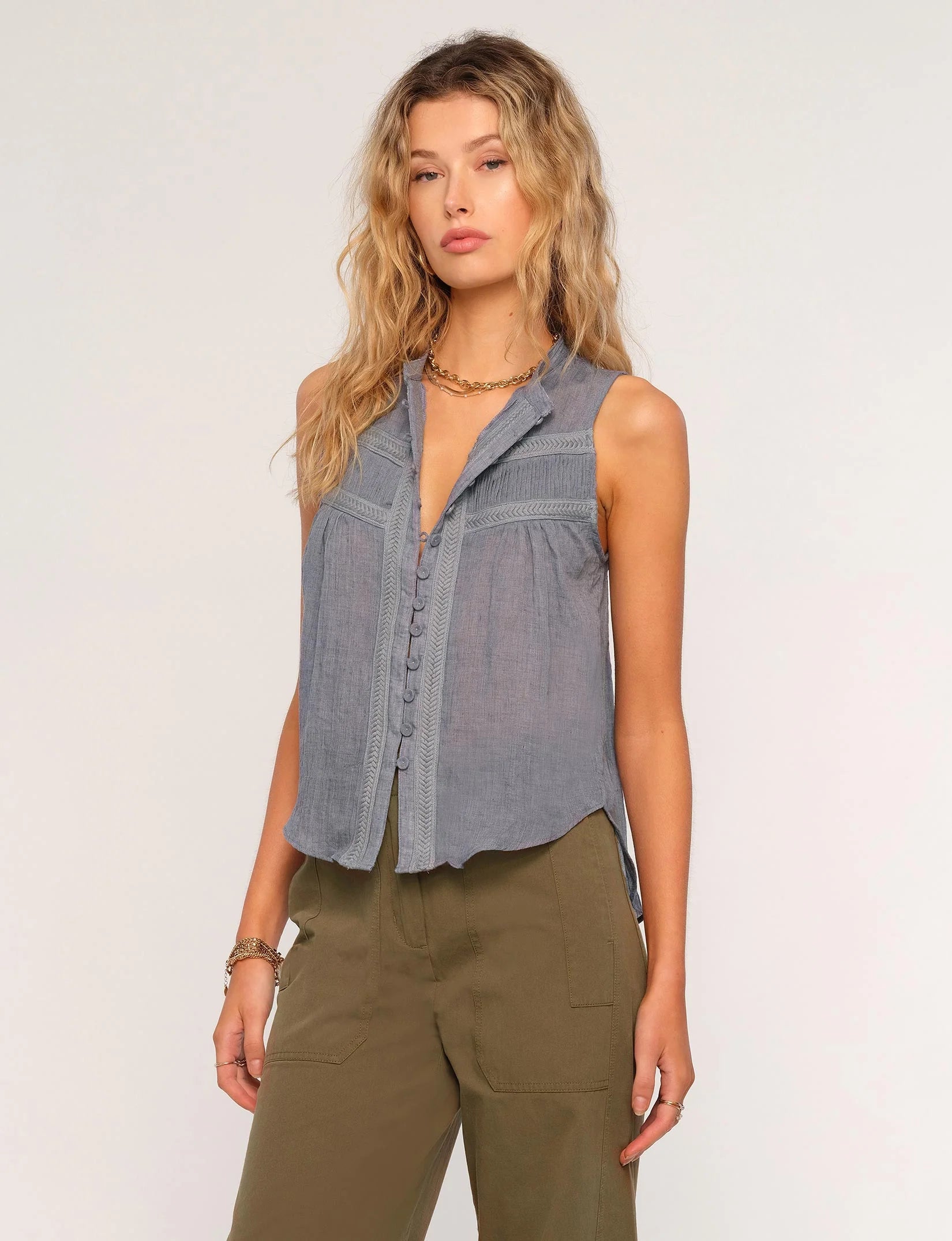 Della Top in Indigo