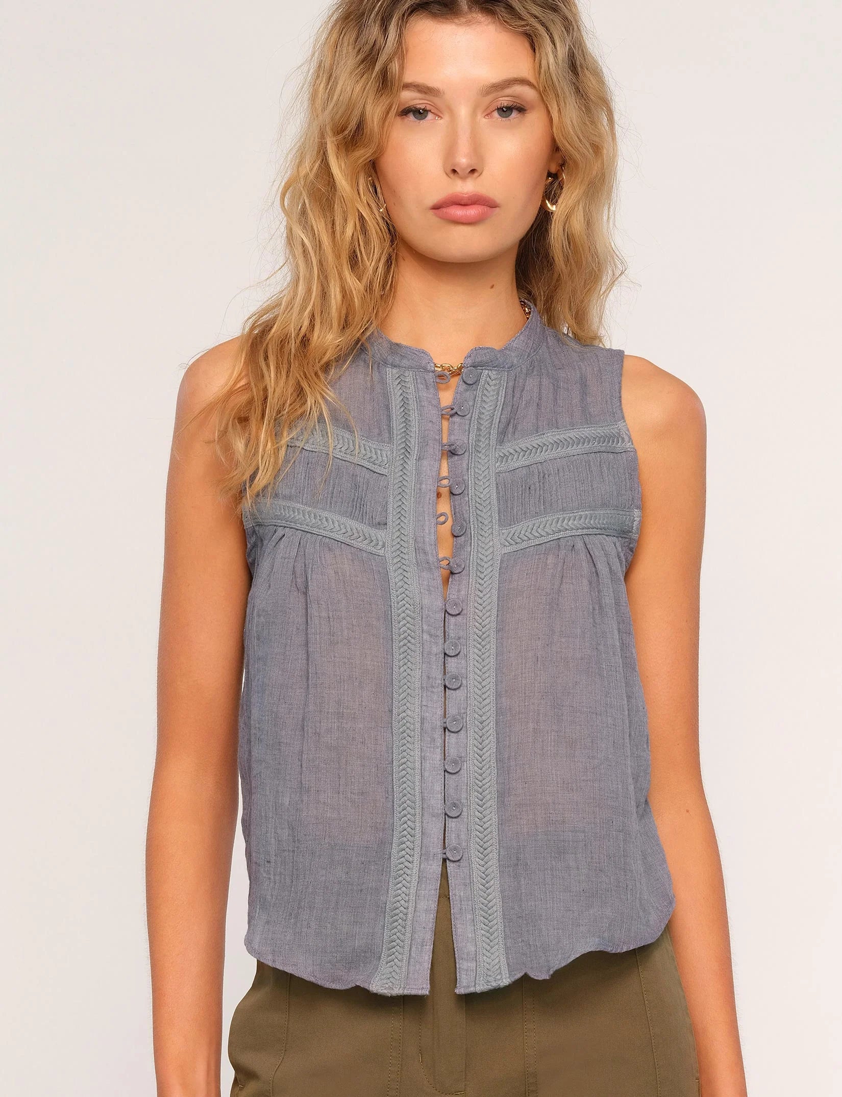 Della Top in Indigo