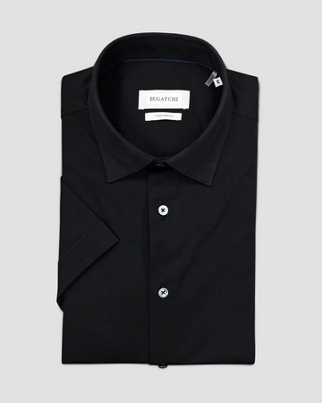 OoohCotton Short Sleeve Casual Shirt in Black