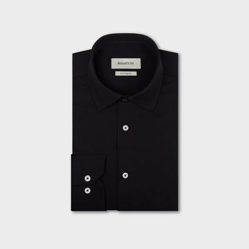 OoohCotton Sport Shirt in Solid Black with White Buttons