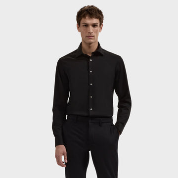 OoohCotton Sport Shirt in Solid Black with White Buttons