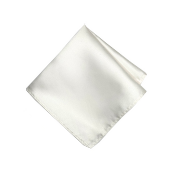 Satin Solid Pre-Tied Pocket Square in Ivory