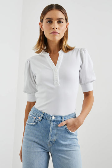 Jewel Top in White Rib