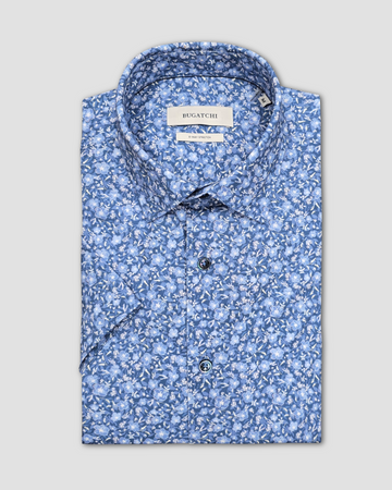OoohCotton Short Sleeve Casual Shirt in Cobalt Florals