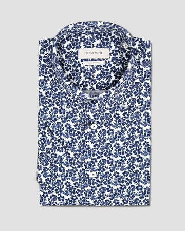 OoohCotton Short Sleeve Casual Shirt in Navy Floral