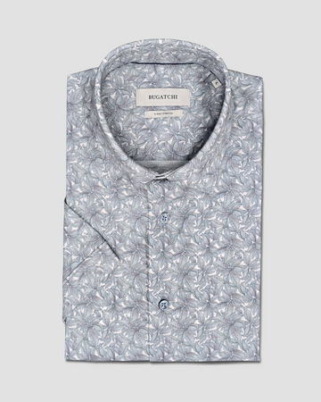 OoohCotton Short Sleeve Casual Shirt in Shark Ferns