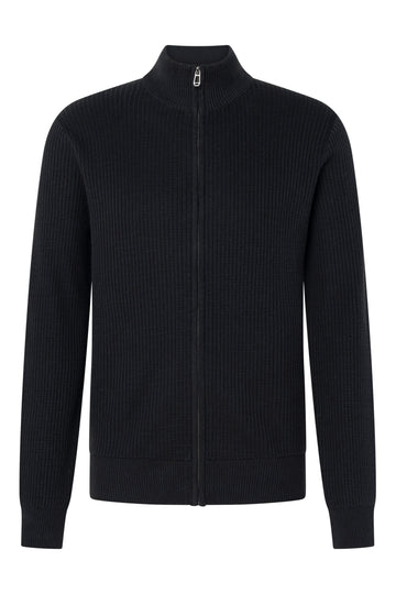 Vittrios Full Zip Textured Knit in Navy