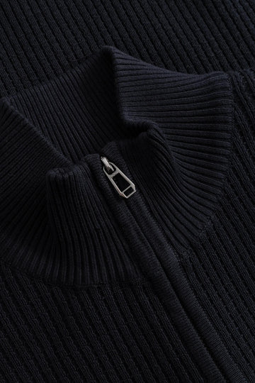Vittrios Full Zip Textured Knit in Navy