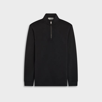 Soft Touch Geometric Jacquard 1/4 Zip Pullover in Black