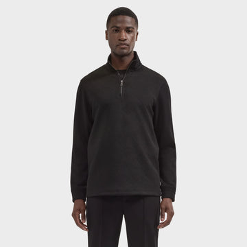 Soft Touch Geometric Jacquard 1/4 Zip Pullover in Black