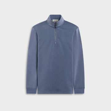 Soft Touch Geometric Jacquard 1/4 Zip Pullover in Steel