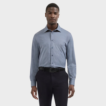 OoohCotton Casual Geometric Shirt in Marine Blue