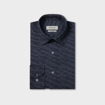 OoohCotton Casual Herringbone Shirt in Navy