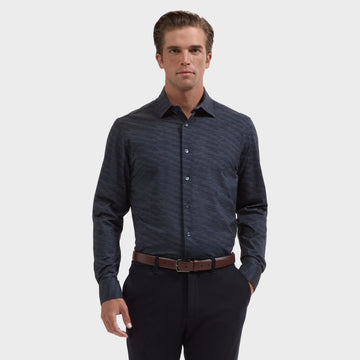 OoohCotton Casual Herringbone Shirt in Navy