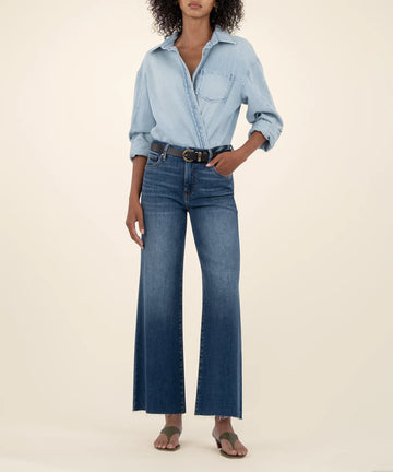 Meg High Rise Wide Leg Jean in Inexhaustible Raw Hem