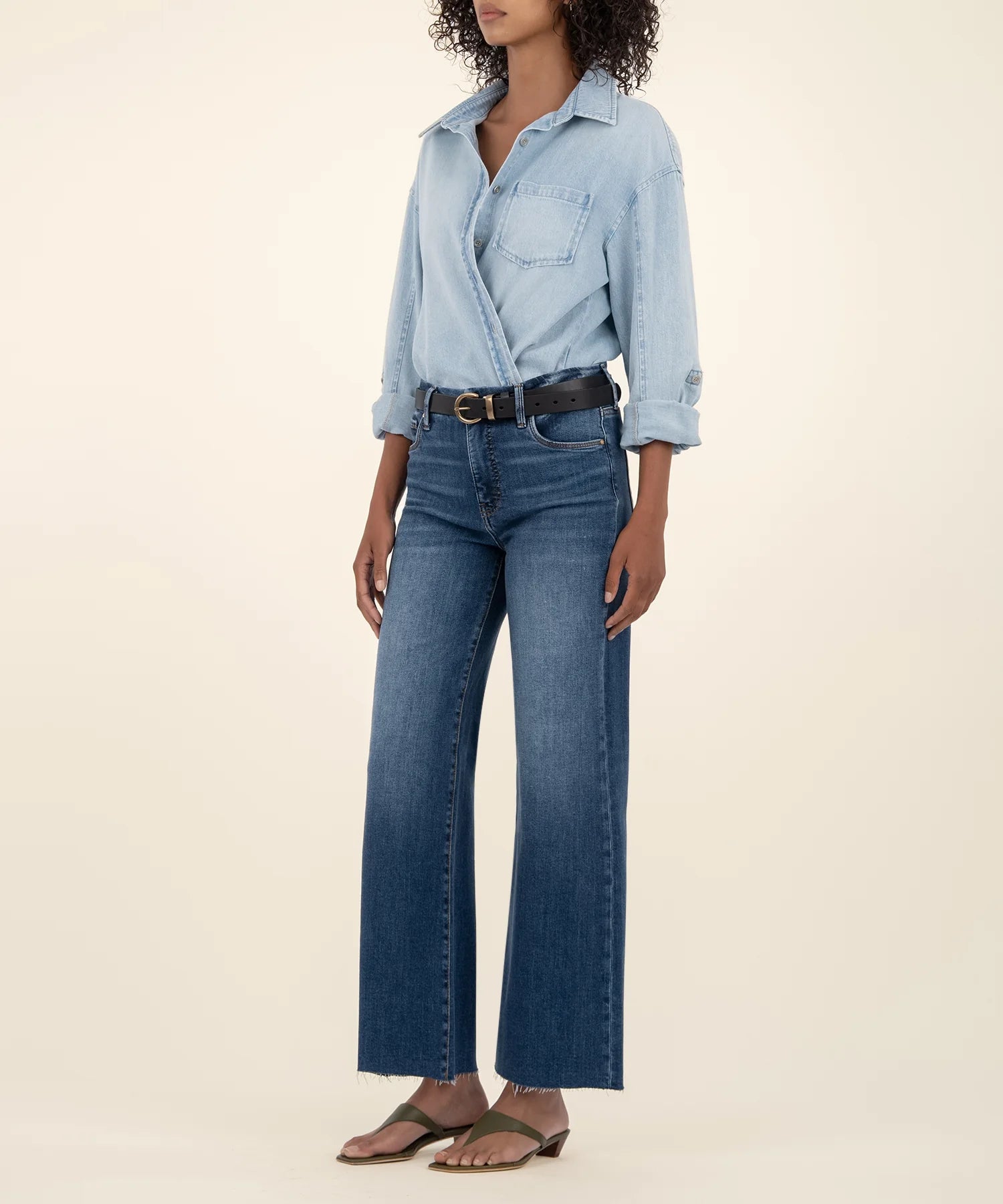 Meg High Rise Wide Leg Jean in Inexhaustible Raw Hem