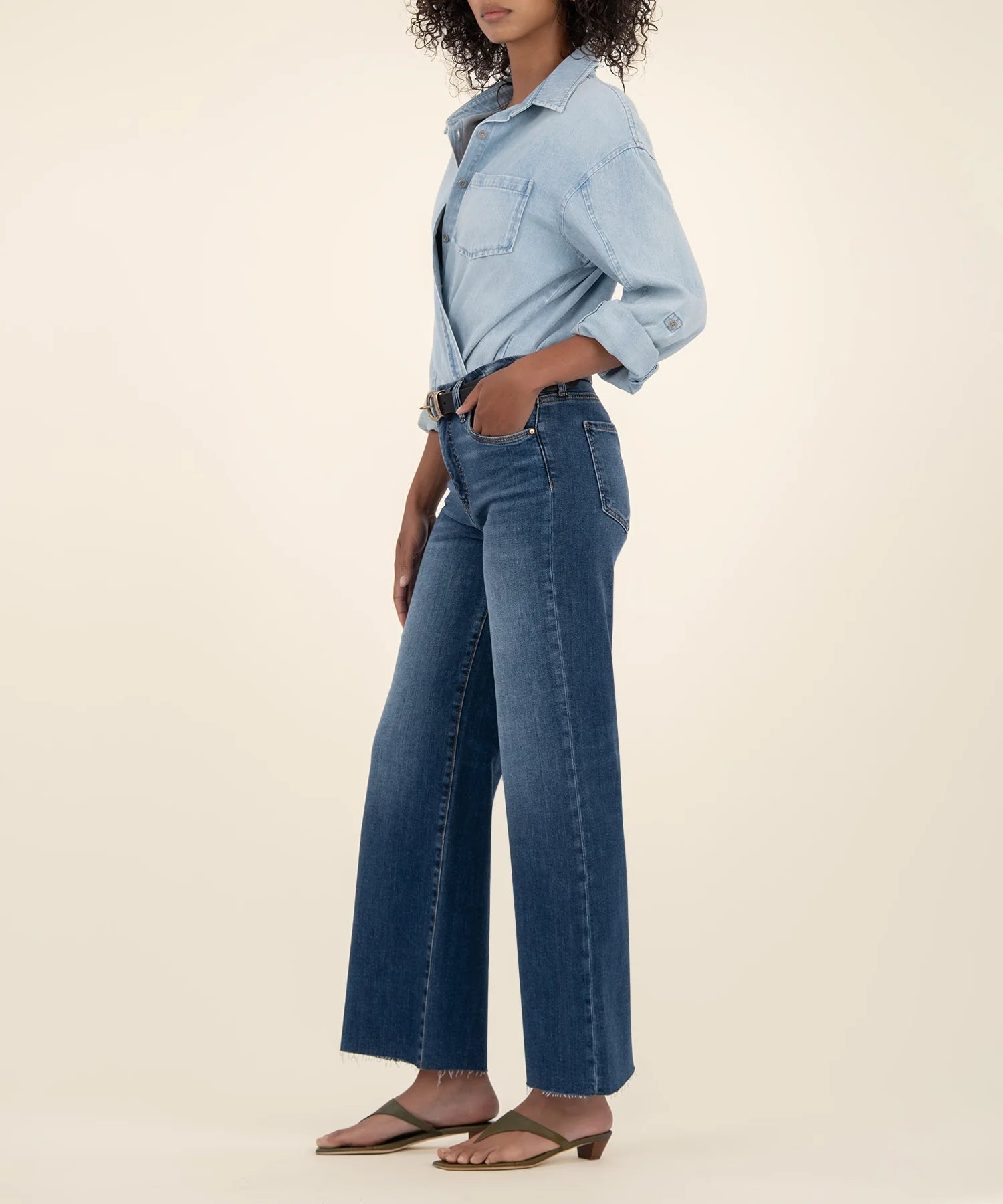 Meg High Rise Wide Leg Jean in Inexhaustible Raw Hem