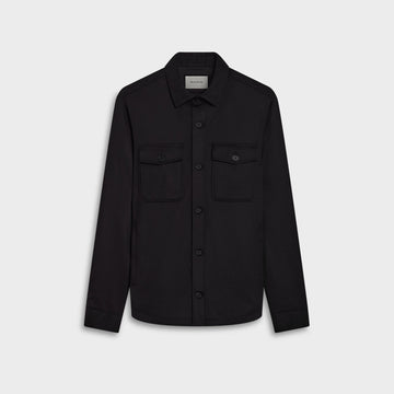 Wool Stretch Lined Overshirt in Black
