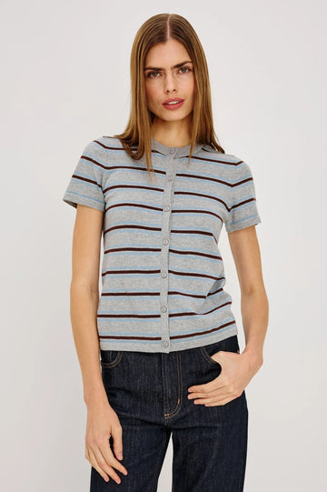 Kylie Short Sleeve Knit Top in Heather Sky