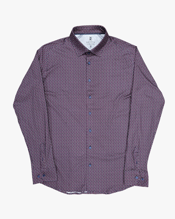 Jersey Stretch Slim Fit Casual Shirt in Berry Tone Print