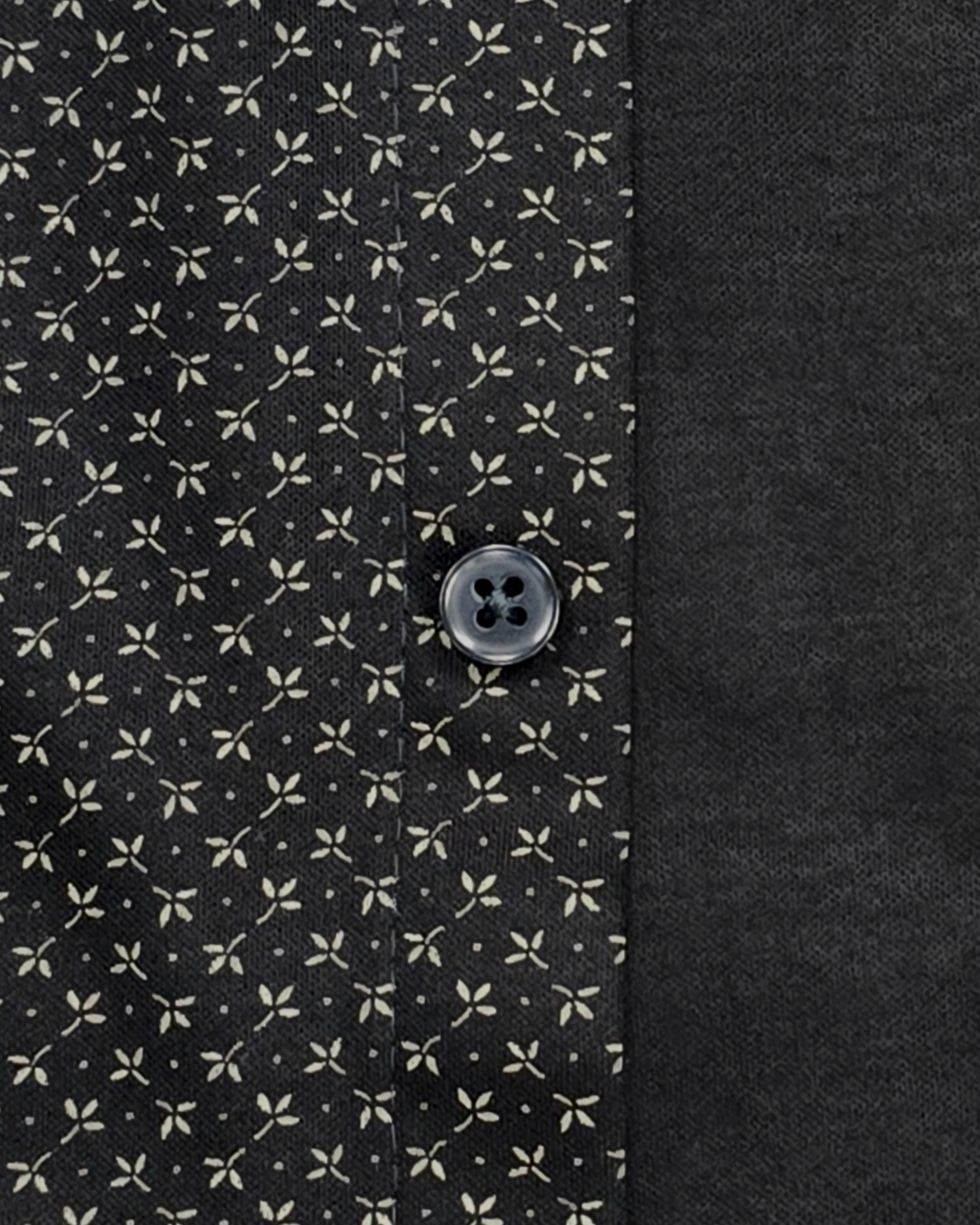Jersey Stretch Slim Fit Casual Shirt in Black with Mini Gold Leaf Print