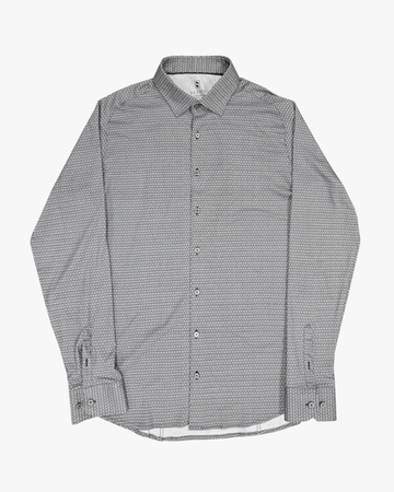 Jersey Stretch Slim Fit Casual Shirt in Stacked Cubes