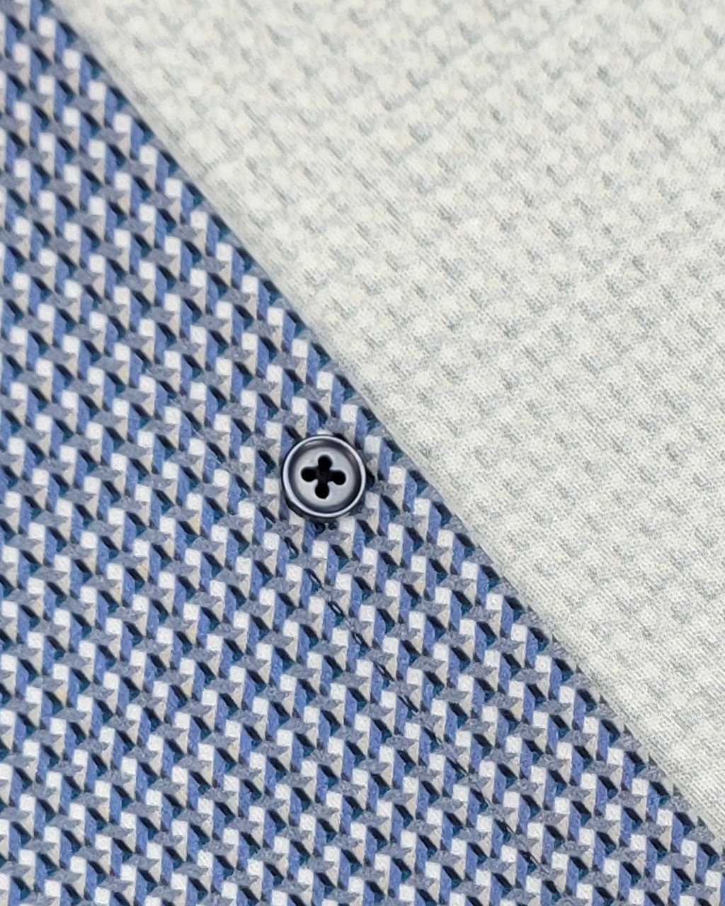 Desoto Long Sleeve Jersey Shirt in Geometric Blue Print