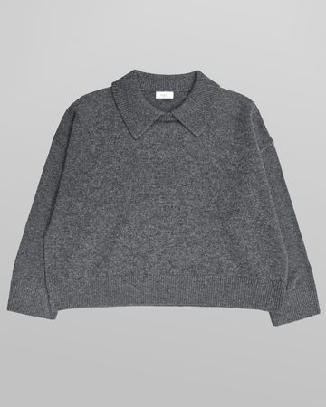Lennon Collared Pullover in Charcoal