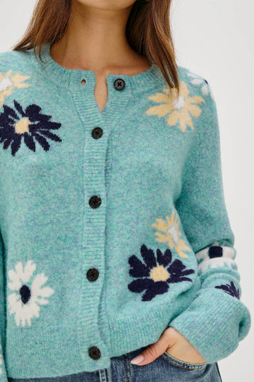 Millie Cardigan in Heather Teal