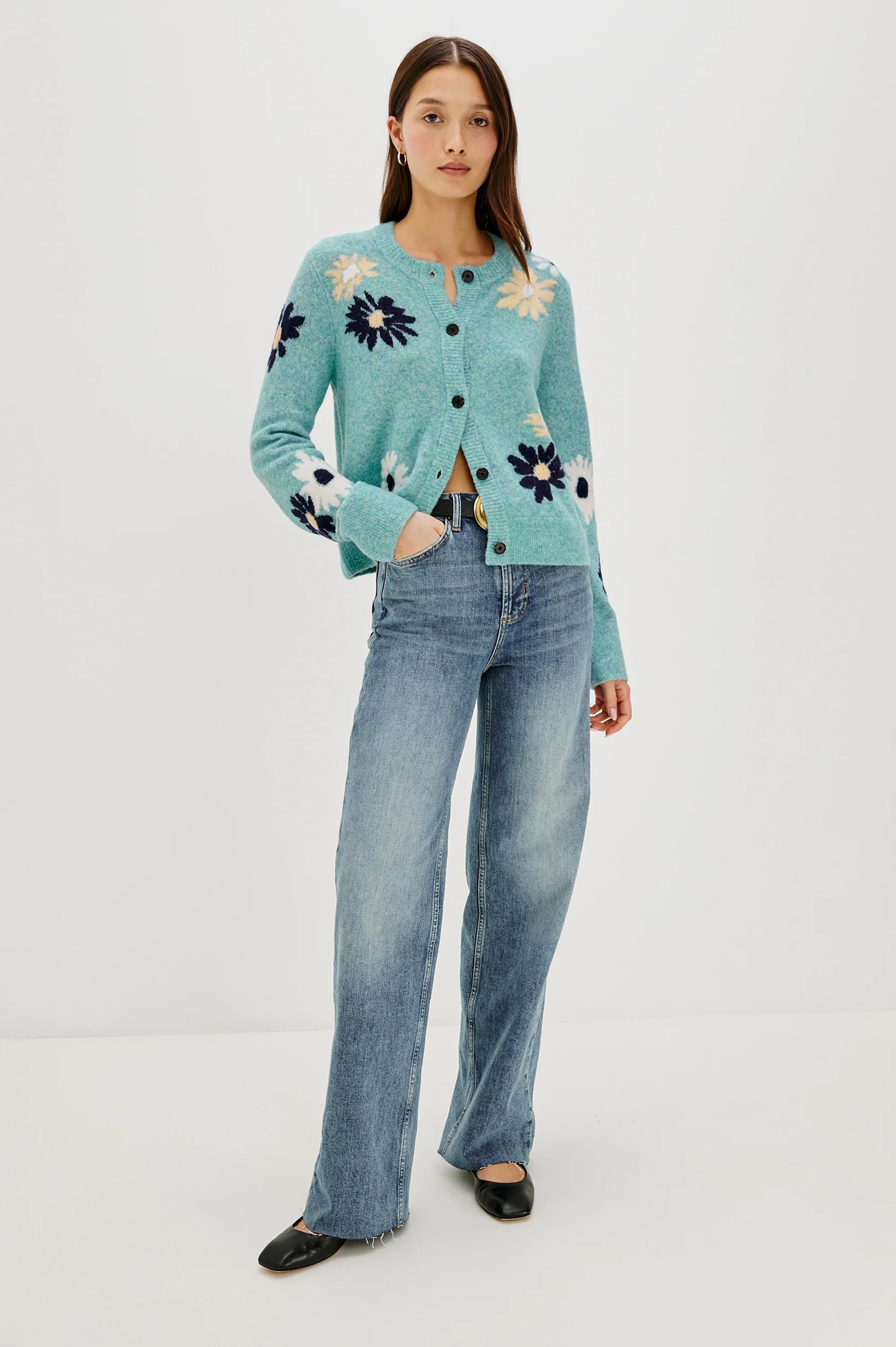 Millie Cardigan in Heather Teal