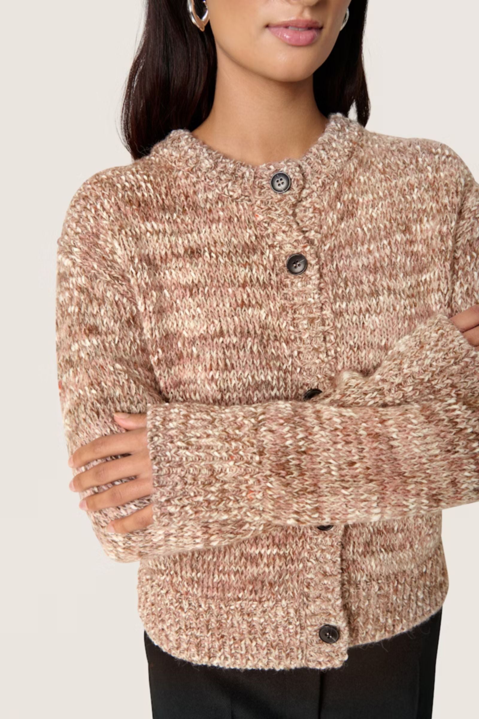 Macawi Cardigan in  Polignac and Chocolate Melange