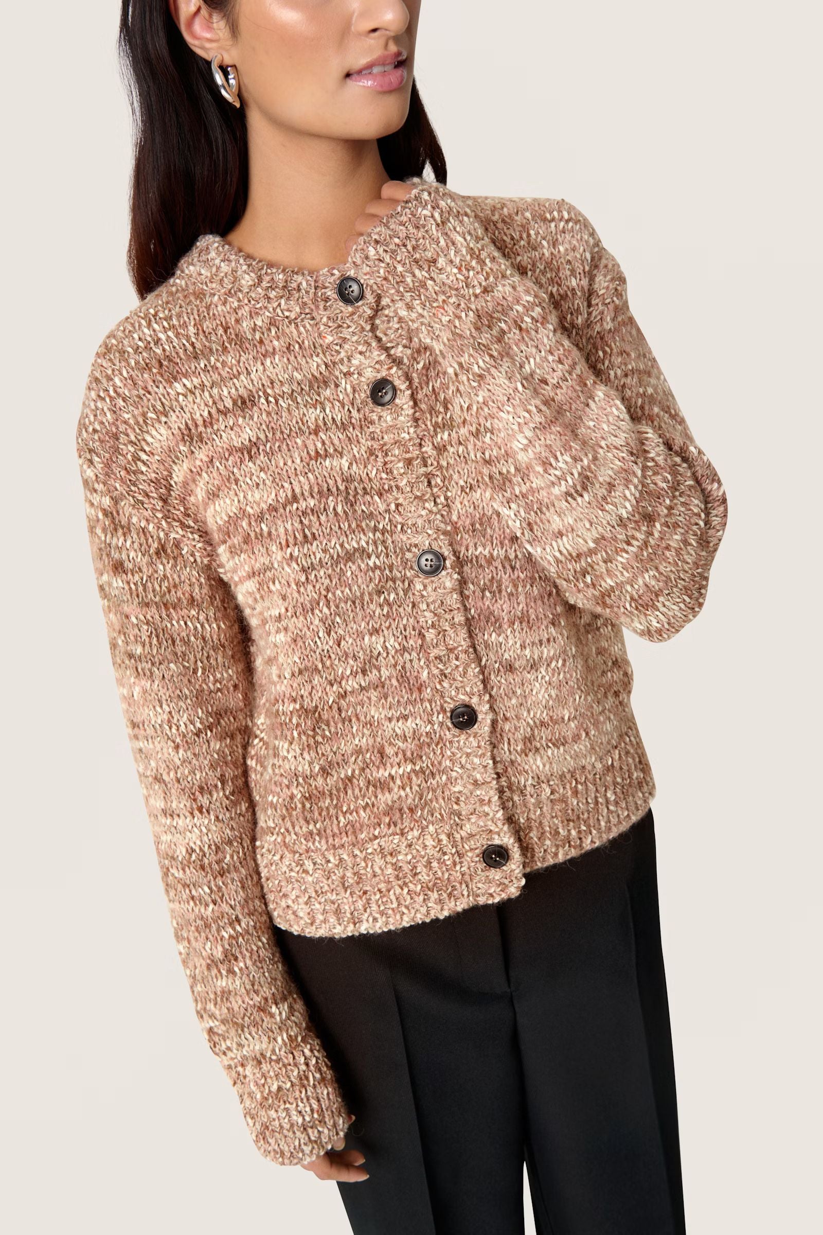Macawi Cardigan in  Polignac and Chocolate Melange