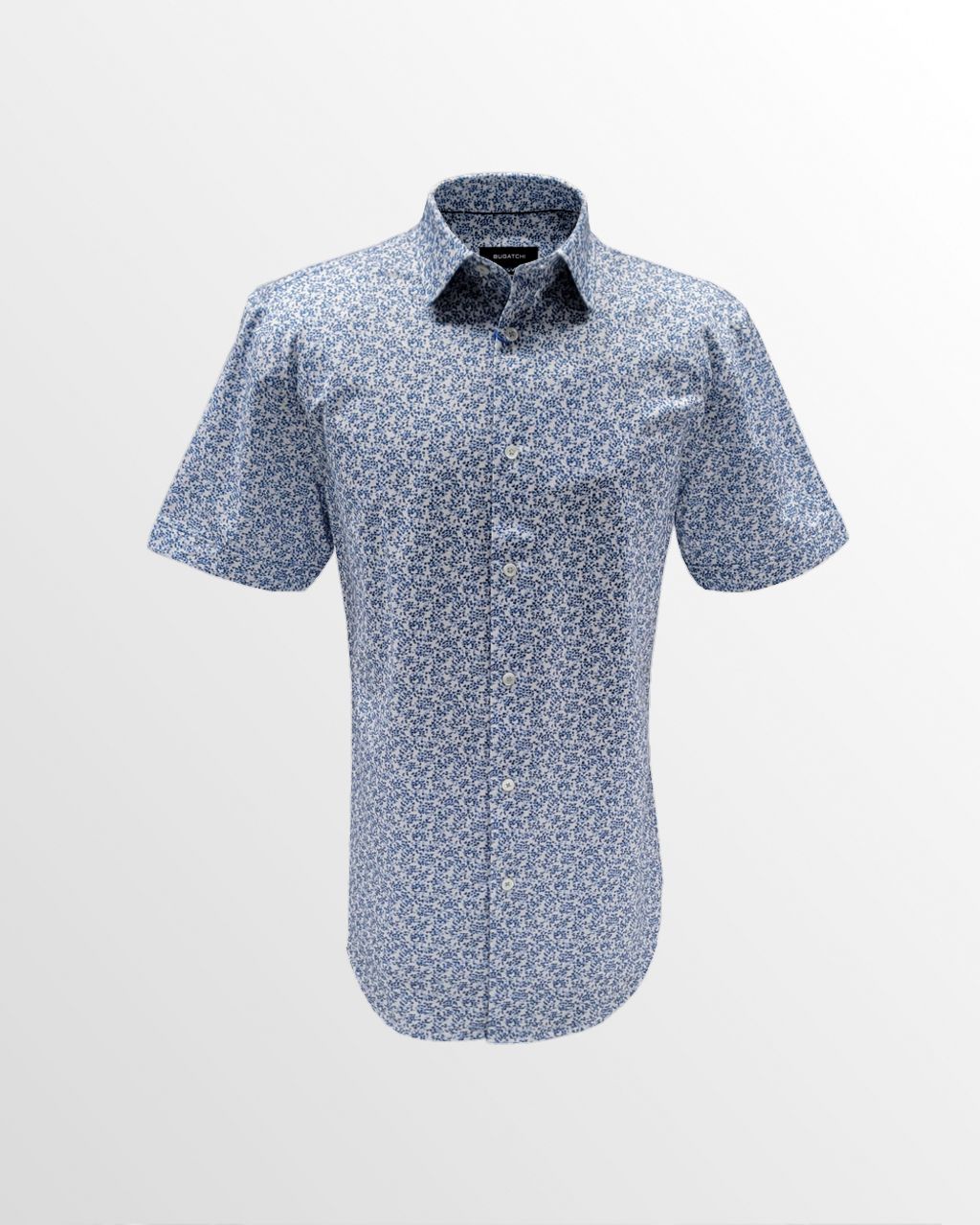 Bugatchi OoohCotton Casual Shirt in Blue Micro Fern Leaves