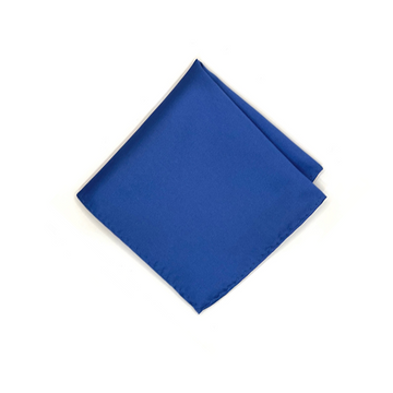 Satin Solid Pre-Tied Pocket Square in Mid Blue